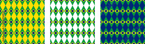 brazil flag rhombus pattern set. vector illustration