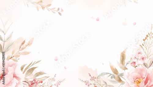 Beautiful Floral Arrangement Featuring Soft Pink Flowers and Green Leaves on ...