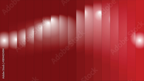 Abstract Red Background with Vertical Stripes and Fading White Light Orbs Creating a Modern and Elegant Design