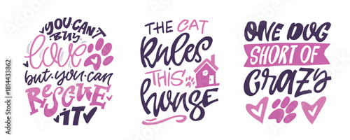 Funny hand drawn doodle lettering quote about pet lovers. Lettering for t-shirt design, mug print, bag print, clothes fashion. 100% hand drawn vector image.