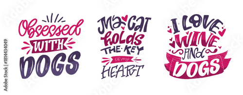 Funny hand drawn doodle lettering quote about pet lovers. Lettering for t-shirt design, mug print, bag print, clothes fashion. 100% hand drawn vector image.