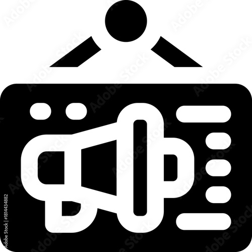 signboard glyph icon. Strong and solid vector icon for websites, mobile interfaces, presentations, and visual branding. High quality and easy to edit.