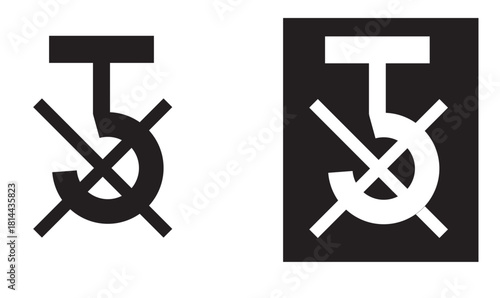 Do Not Use Hook Red prohibition sign showing a crossed-out lifting hook, indicating that hooks must not be used for lifting or handling specific packages or sensitive materials.