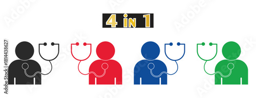 Medical Doctor and Healthcare Professional Icon Set, Person with Stethoscope