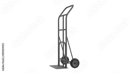 3D Render a hand truck with a handle and a hand wheel