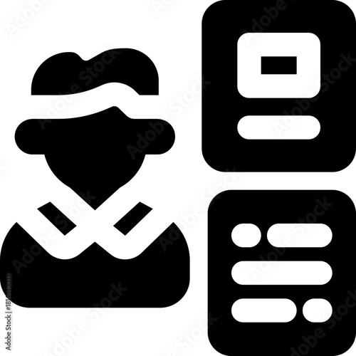 participant glyph icon. Strong and solid vector icon for websites, mobile interfaces, presentations, and visual branding. High quality and easy to edit.