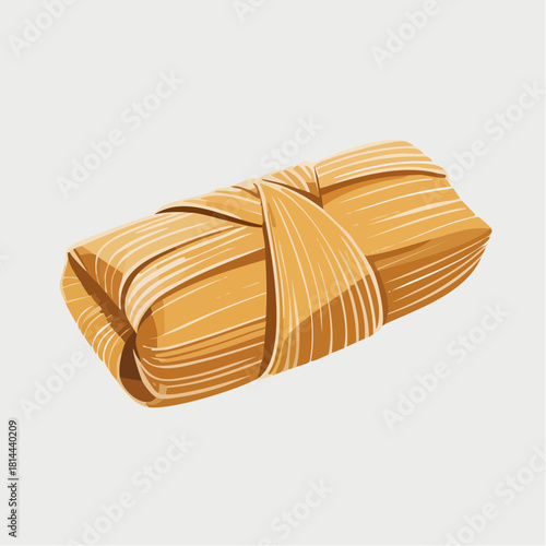 A single traditional Mexican tamale wrapped in a corn husk, ready to be steamed and enjoyed.