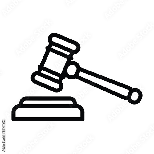 A black outline shows the gavel resting on its stand within the frame