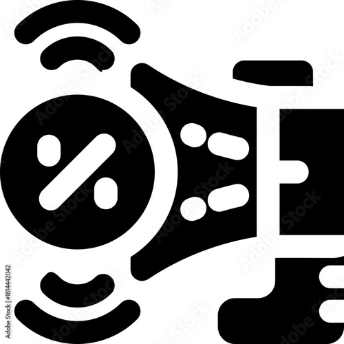 promotion glyph icon. Strong and solid vector icon for websites, mobile interfaces, presentations, and visual branding. High quality and easy to edit.