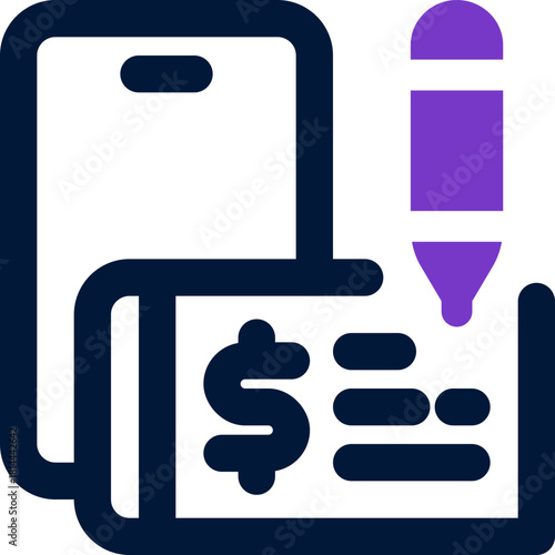 paycheck duotone icon. Sleek and modern vector icon for websites, mobile apps, marketing materials, and corporate design. Fully scalable and ready to use.