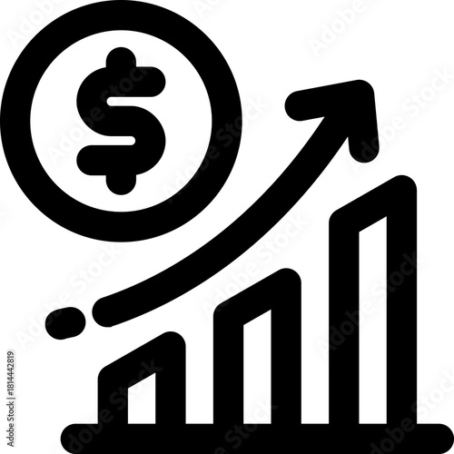 money growth line icon. Clean and minimalist vector icon for websites, mobile apps, presentations, and logos. Fully scalable and customizable for any project.