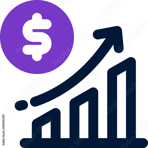 money growth duotone icon. Sleek and modern vector icon for websites, mobile apps, marketing materials, and corporate design. Fully scalable and ready to use.