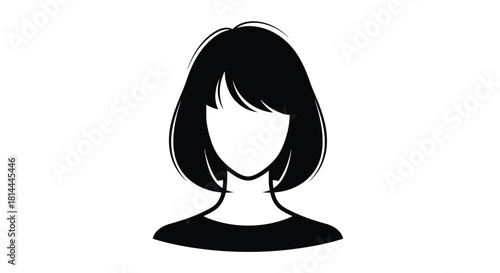 Stylized female head and shoulders silhouette isolated on white background