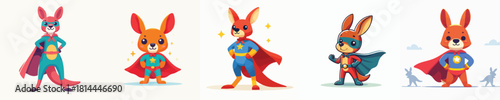 cute kangaroo vector in super hero costume