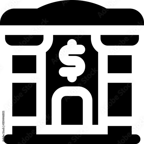 bank glyph icon. Strong and solid vector icon for websites, mobile interfaces, presentations, and visual branding. High quality and easy to edit.