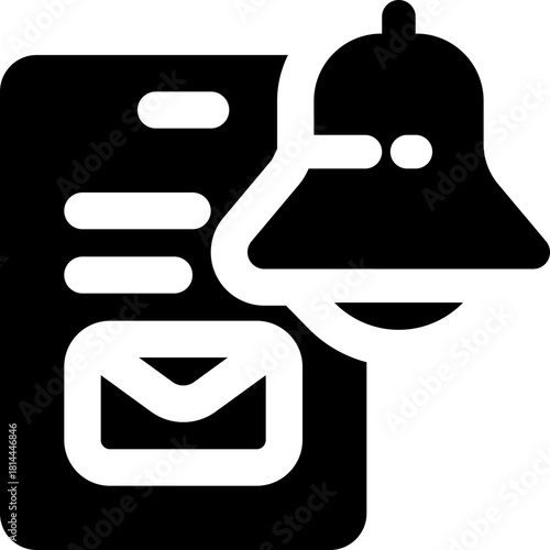 notification glyph icon. Strong and solid vector icon for websites, mobile interfaces, presentations, and visual branding. High quality and easy to edit.