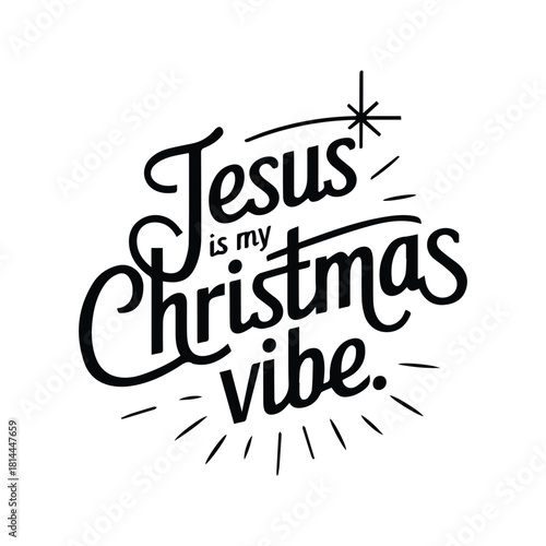 Festive Christmas Typographic Design with Joyful Message and Star Element Featuring Elegant Script Lettering Ideal for Holiday Decorations and Seasonal Greetings Expressing the Spirit of Christmas