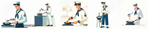 sailor vector frying potatoes