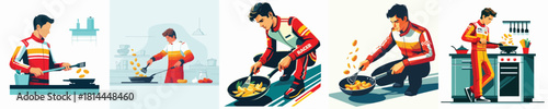 vector of racers frying potatoes