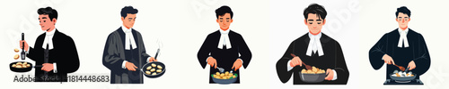 vector of judge frying potatoes