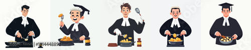 vector of judge frying potatoes