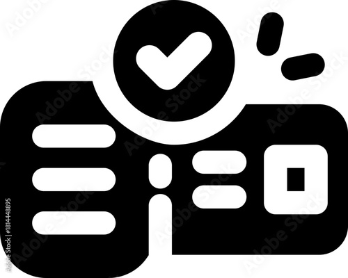 ticket glyph icon. Strong and solid vector icon for websites, mobile interfaces, presentations, and visual branding. High quality and easy to edit.