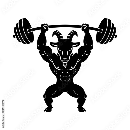 Strong Goat Ram Bodybuilder Lifting Heavy Barbell Vector