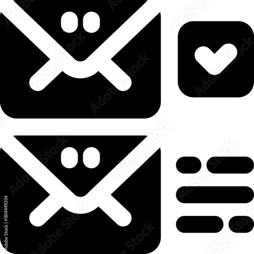 mail list glyph icon. Strong and solid vector icon for websites, mobile interfaces, presentations, and visual branding. High quality and easy to edit.