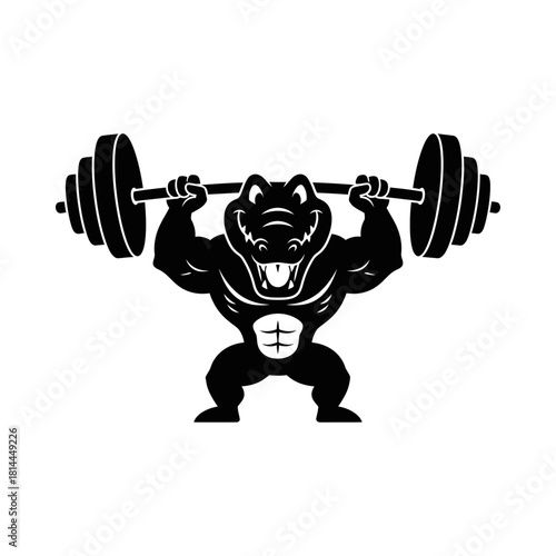 Strong Crocodile Alligator Gym Mascot Squatting Vector