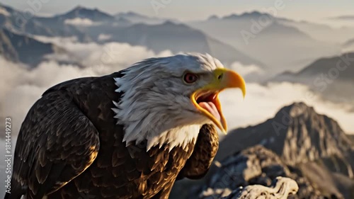 Eagle Roaring on Mountain.