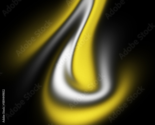 Vibrant yellow white grainy abstract gradient wave on black noisy background with minimal poster banner header design