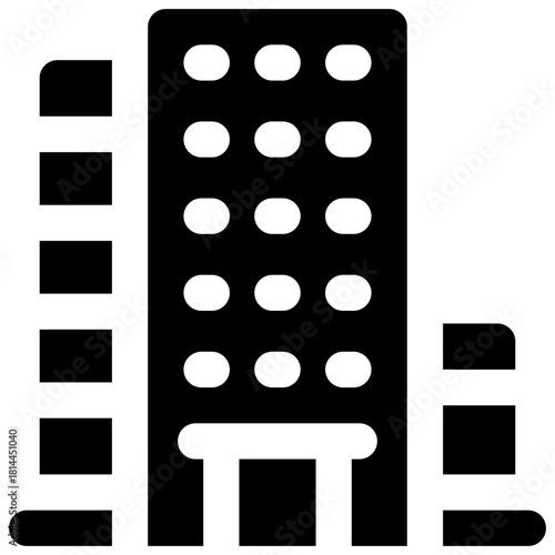 building glyph icon. Strong and solid vector icon for websites, mobile interfaces, presentations, and visual branding. High quality and easy to edit.