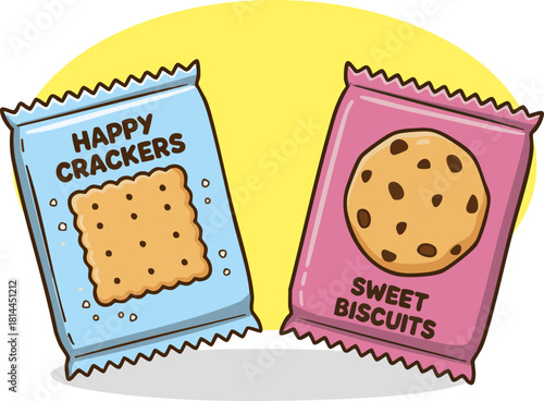 Vector illustration of biscuit packets.