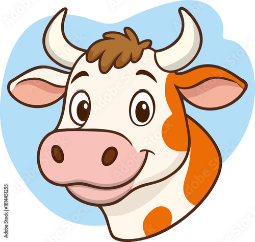 vector illustration of a cute cow portrait