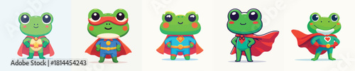 cute frog vector in superhero costume