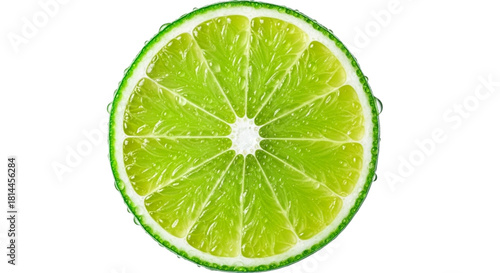 Fresh green lime on white background with slices