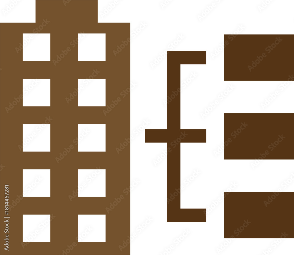 Fototapeta premium Brown building and list icon depicting real estate management and organization