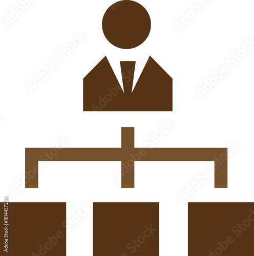 Organizational chart icon representing hierarchy and structure in brown tones
