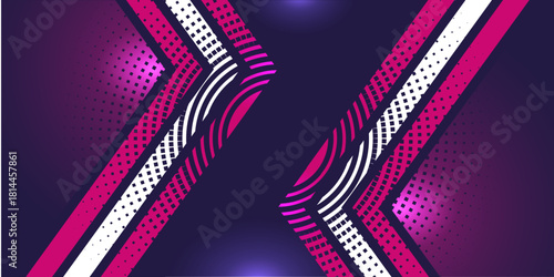 Cyber Neon Pink Purple Futuristic Gaming Background with Geometric Arrows and Halftone Dots
