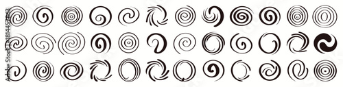 Funnel or swirl icons. Black vortex logo. Set of spiral element. Funnel icon collection

