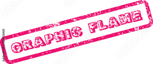 Distressed pink graphic flame stamp design with decorative floral fill pattern