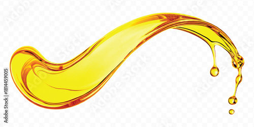 abstract smooth liquid cooking oil splashing with droplets in curve style isolated on white background