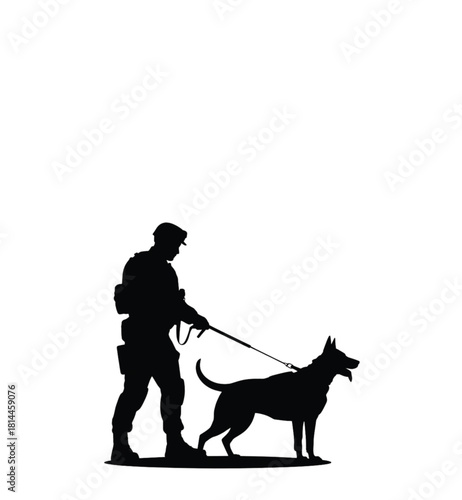 Military Dog Handler Silhouette