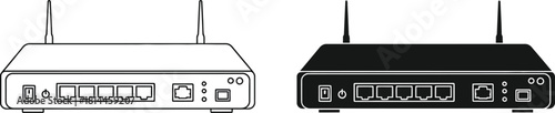 Ethernet network router switch vector illustration icon, silhouette. 