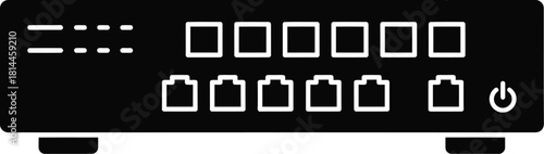 Ethernet network router switch vector illustration icon, silhouette. 