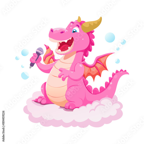 A pink dragon joyfully bathes in fluffy pink foam and sings. Concept I can create a unique illustration based on that description, Would you like it cartoonish or more ... See More
