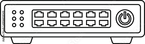 Ethernet network router switch vector illustration icon, silhouette. 