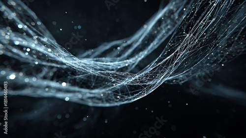 Glowing Data Network Flow on Black – Perfect for AI, 6G, quantum, metaverse presentations