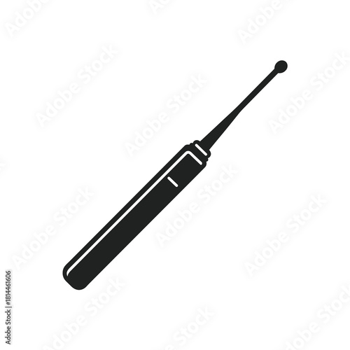 Black dental probe with ball tip in minimal simple silhouette style