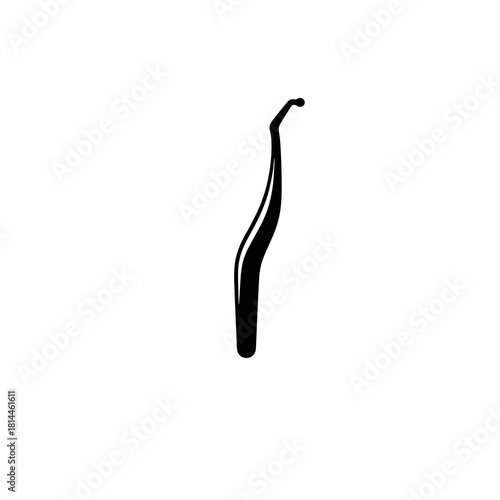 Dental scaler with curved ergonomic shape in solid black minimal design